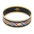 Hermes Enamel Bangle Black Gold Plated Bracelet — view 2