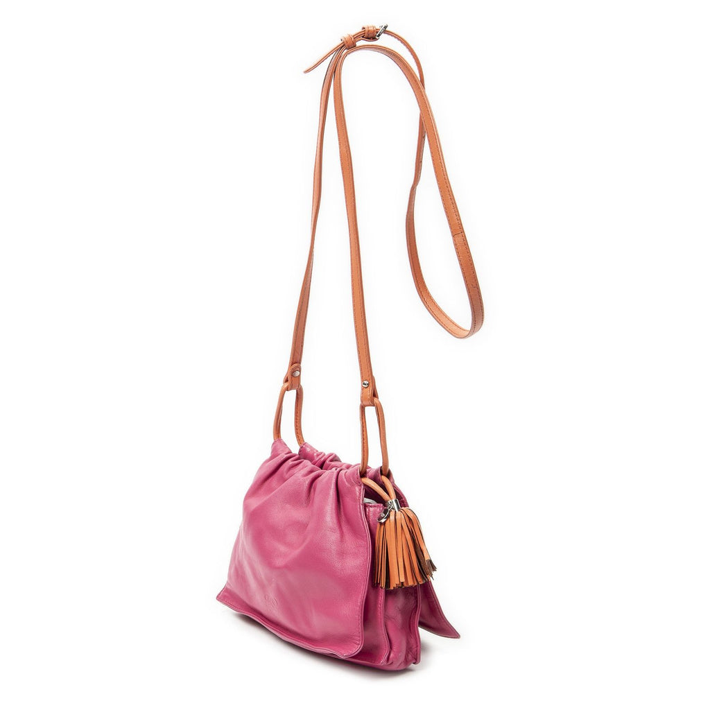 Loewe Bicolor Tassel Flamenco Fuchsia Pink Orange Calfskin Leather Messenger — view 2