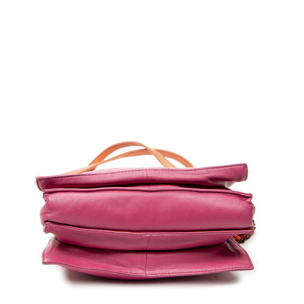 Loewe Bicolor Tassel Flamenco Fuchsia Pink Orange Calfskin Leather Messenger — view 6