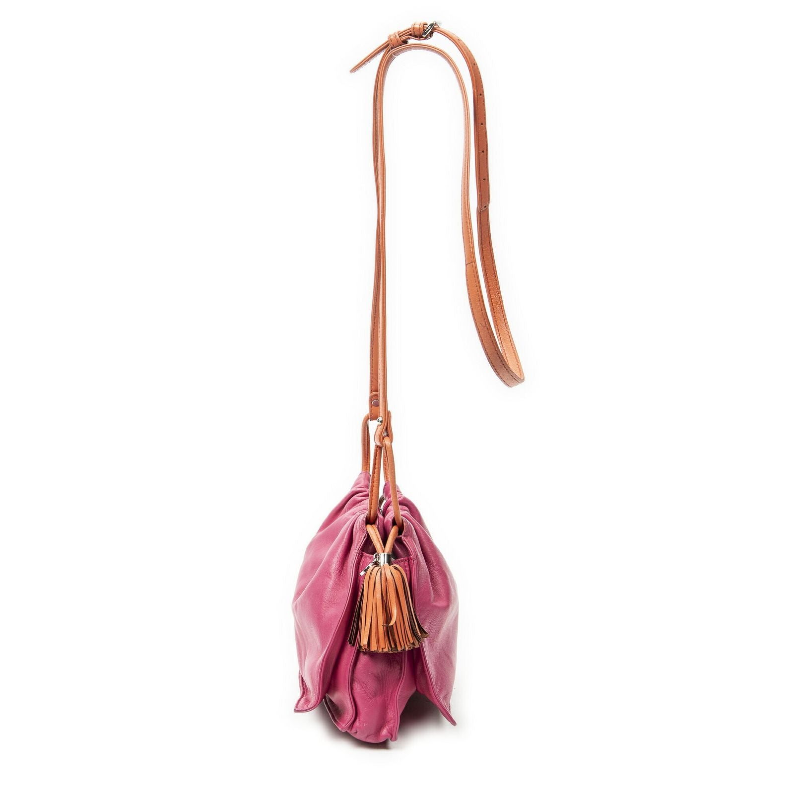 Loewe Bicolor Tassel Flamenco Fuchsia Pink Orange Calfskin Leather Messenger — view 3
