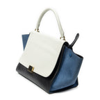 Celine Tricolor Trapeze Black Ivory Blue Calfskin Leather Messenger — view 2