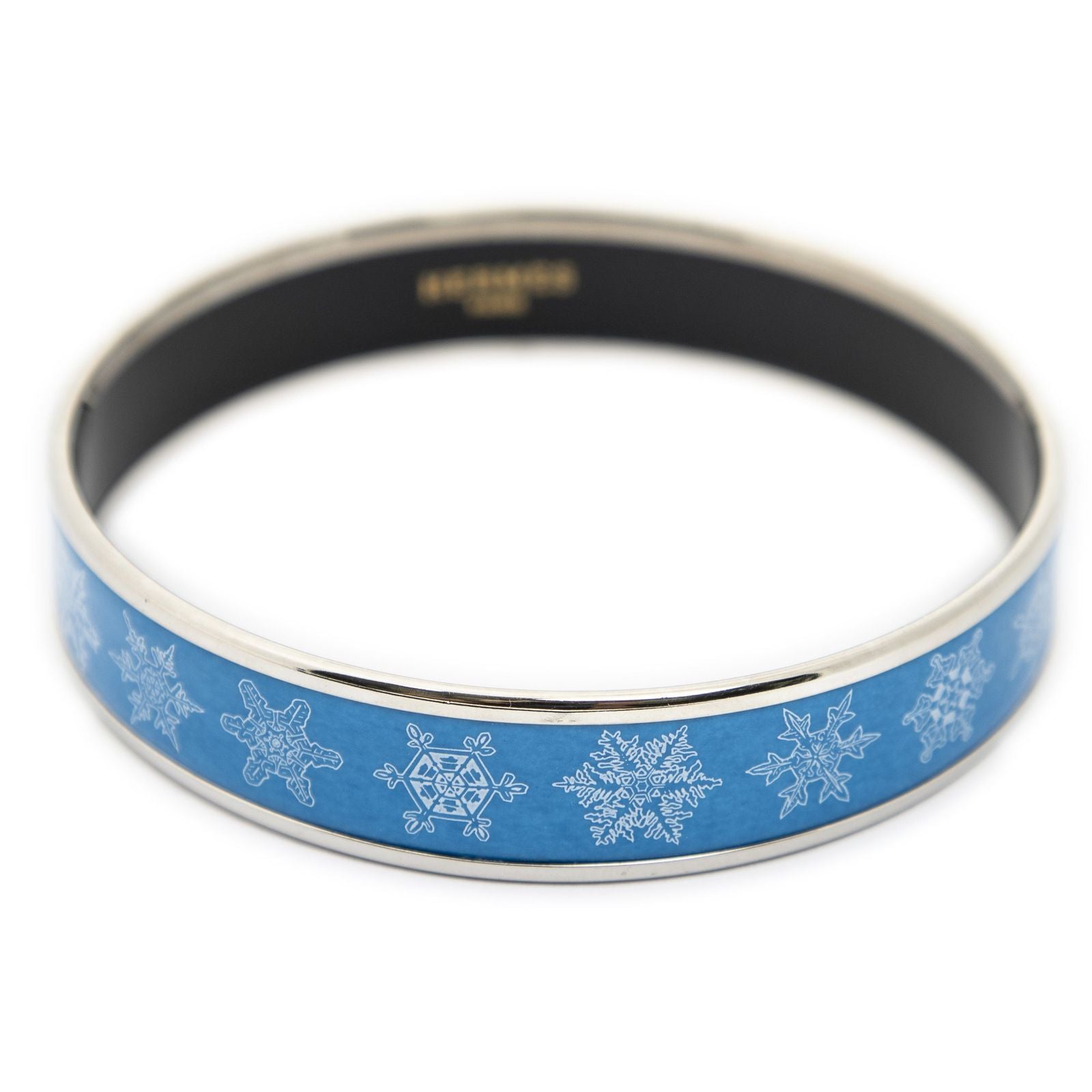 Hermes Enamel Bangle Blue Snowflake Motif Bracelet — view 3