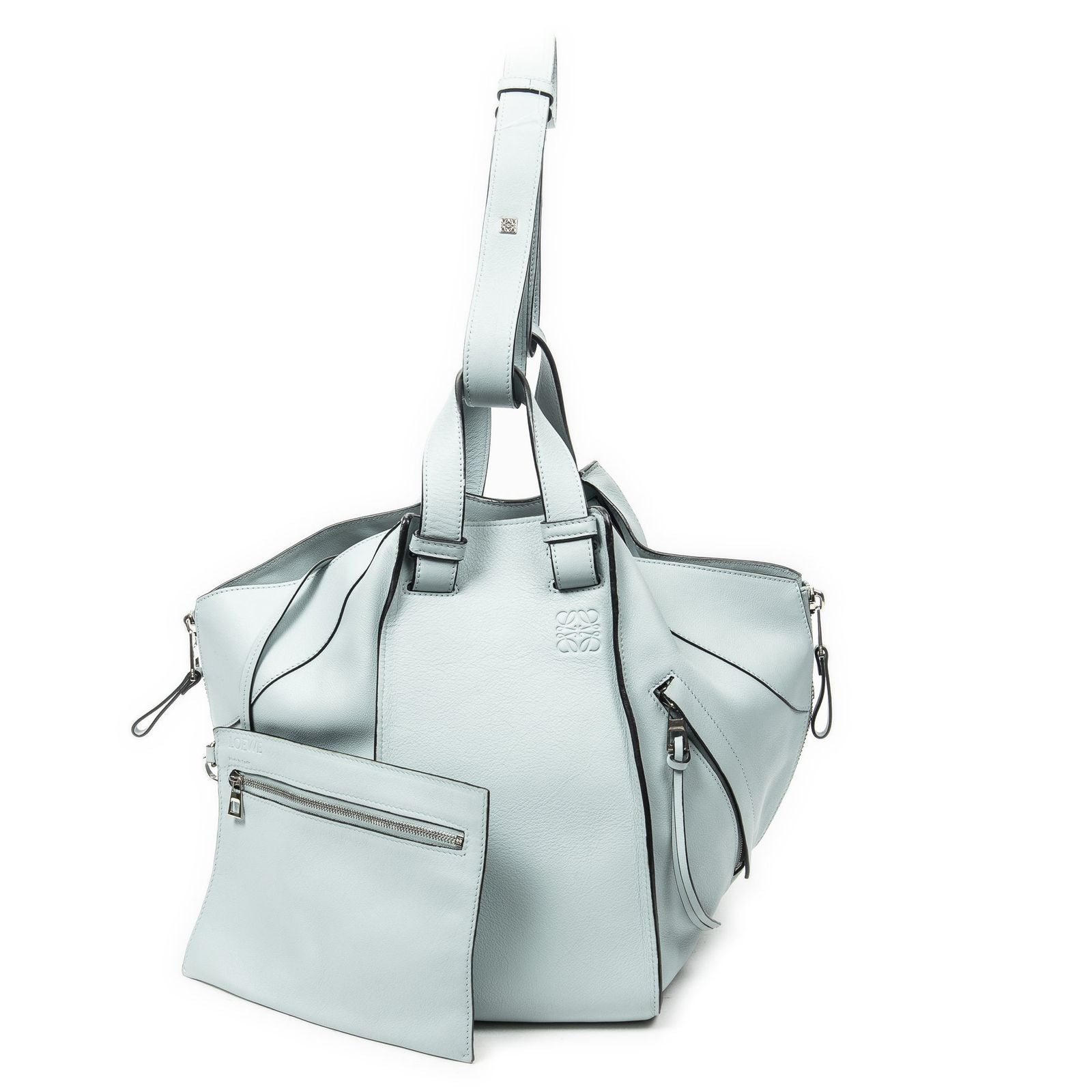 Loewelarge Hammock Light Blue Calfskin Leather Messenger