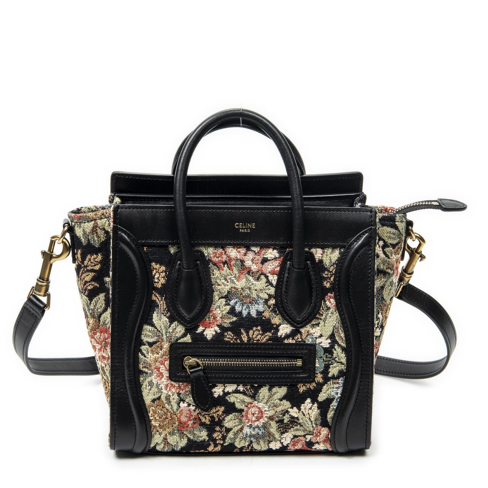 Celine Nano Luggage Black Print Embroidery Canvas