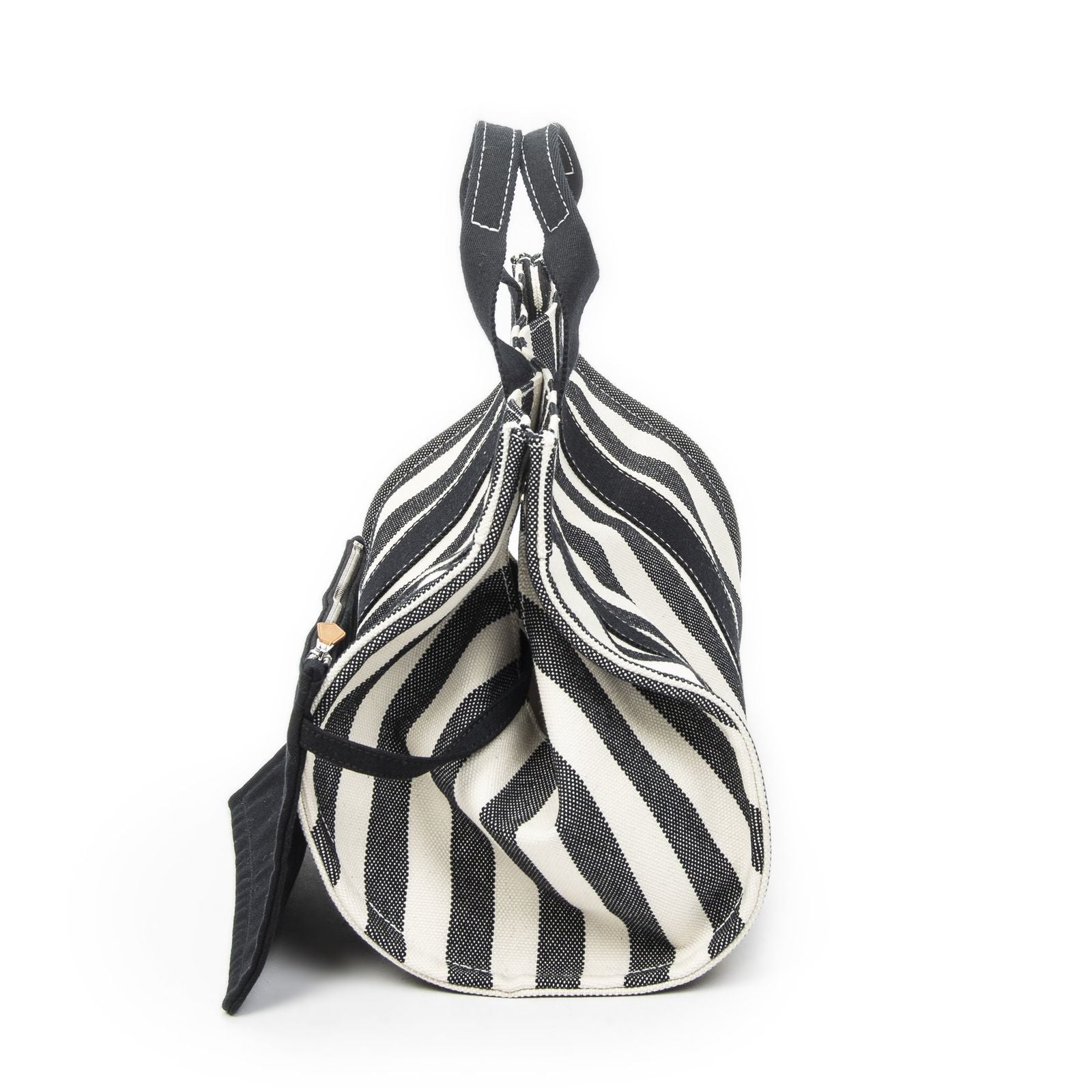 Hermes Cannes Tote Ivory Black Striped Canvas — view 3