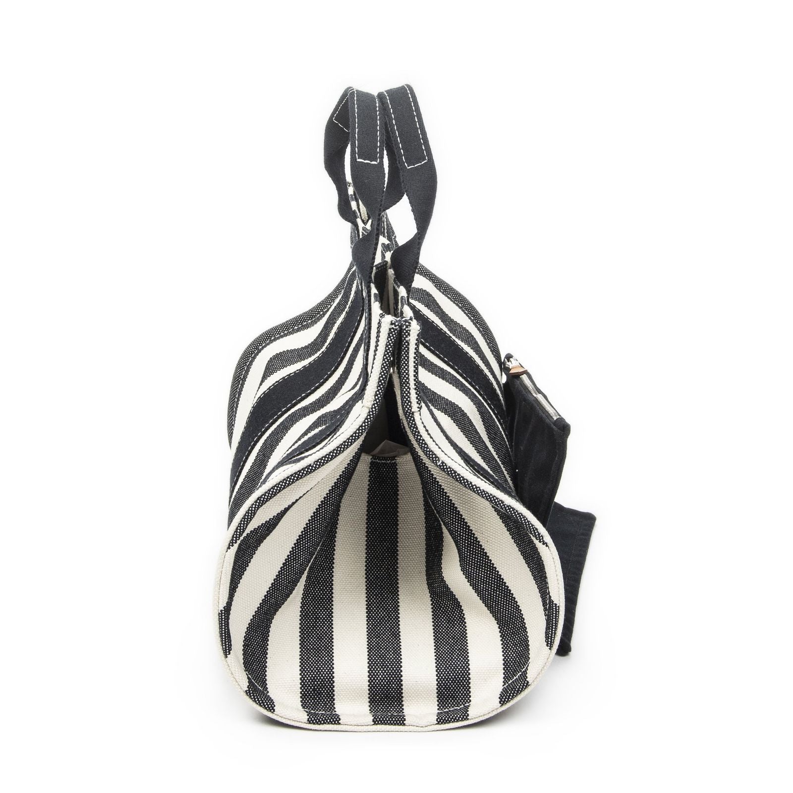 Hermes Cannes Tote Ivory Black Striped Canvas — view 4