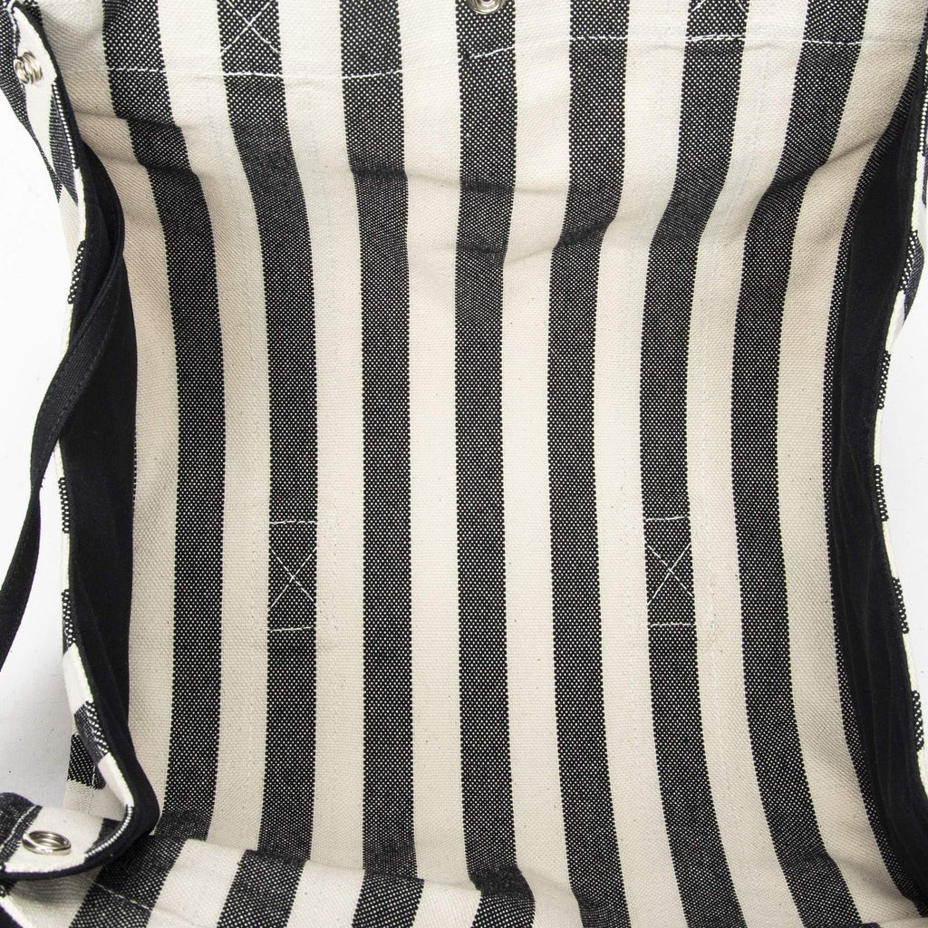 Hermes Cannes Tote Ivory Black Striped Canvas — view 9