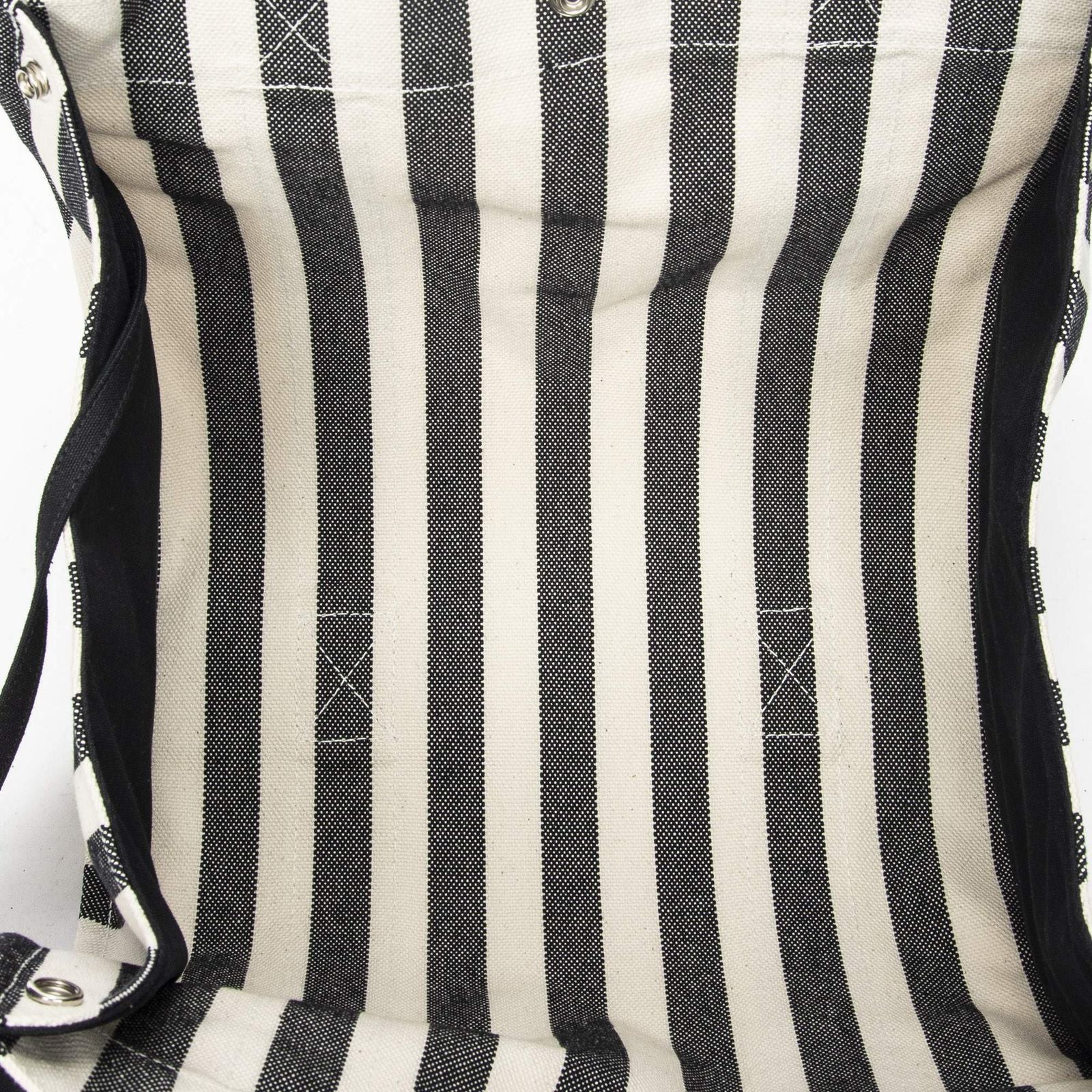 Hermes Cannes Tote Ivory Black Striped Canvas — view 9