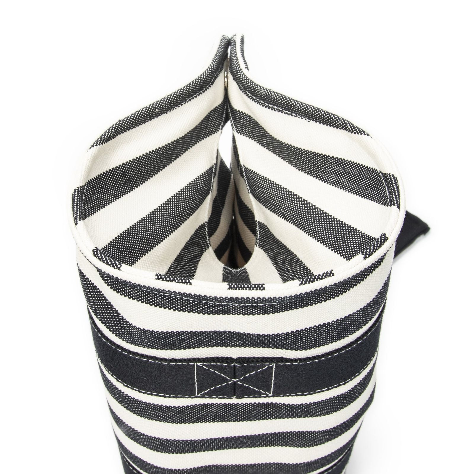 Hermes Cannes Tote Ivory Black Striped Canvas — view 7