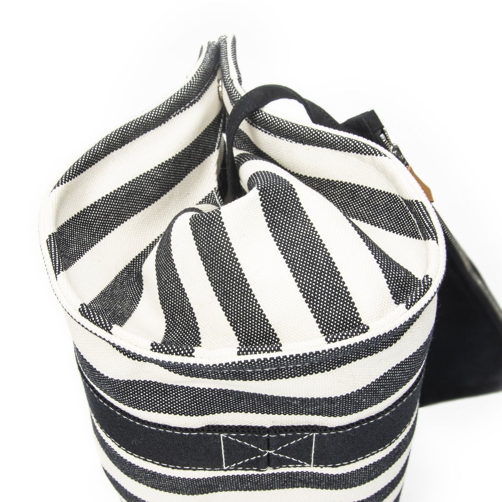 Hermes Cannes Tote Ivory Black Striped Canvas — view 8