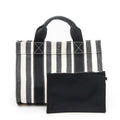 Hermes Cannes Tote Ivory Black Striped Canvas
