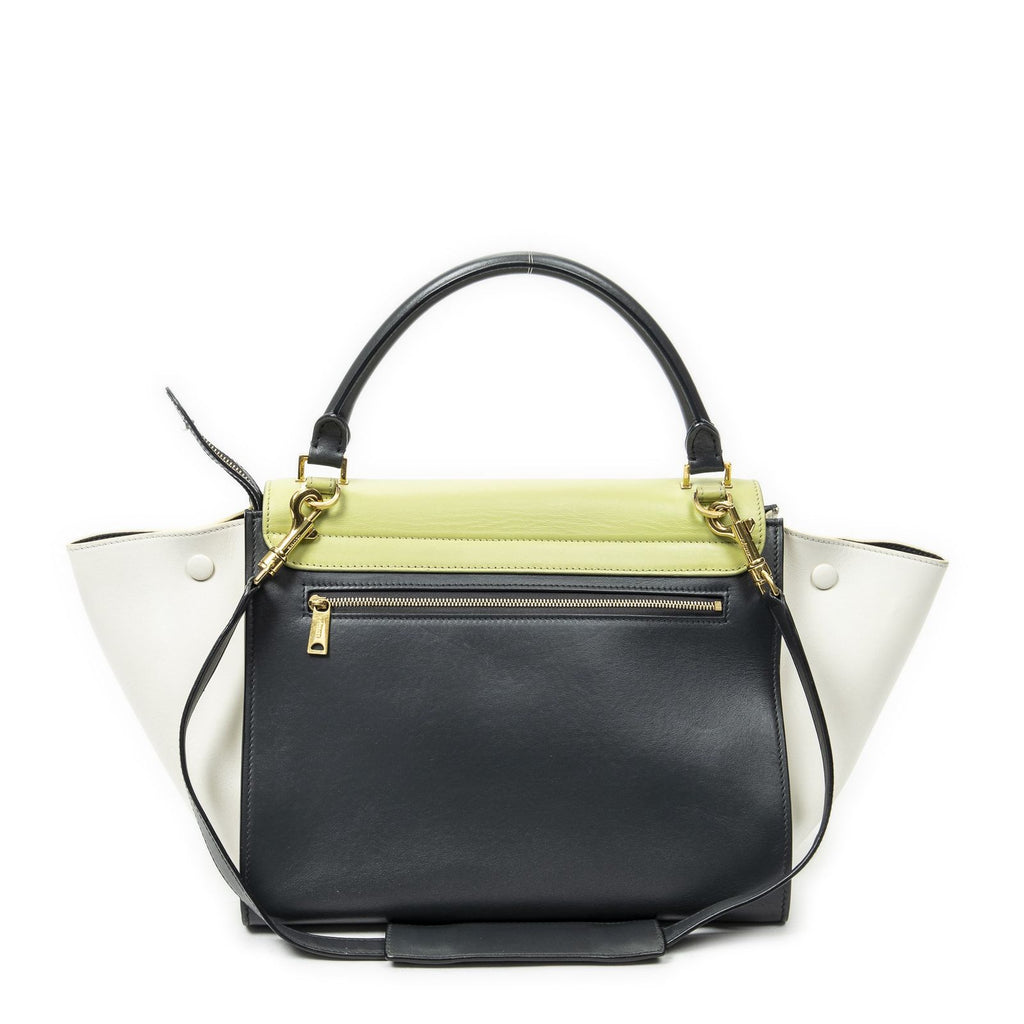 Celine Tricolor Trapeze Gray Light Green Ivory Calfskin Leather Messenger — view 5