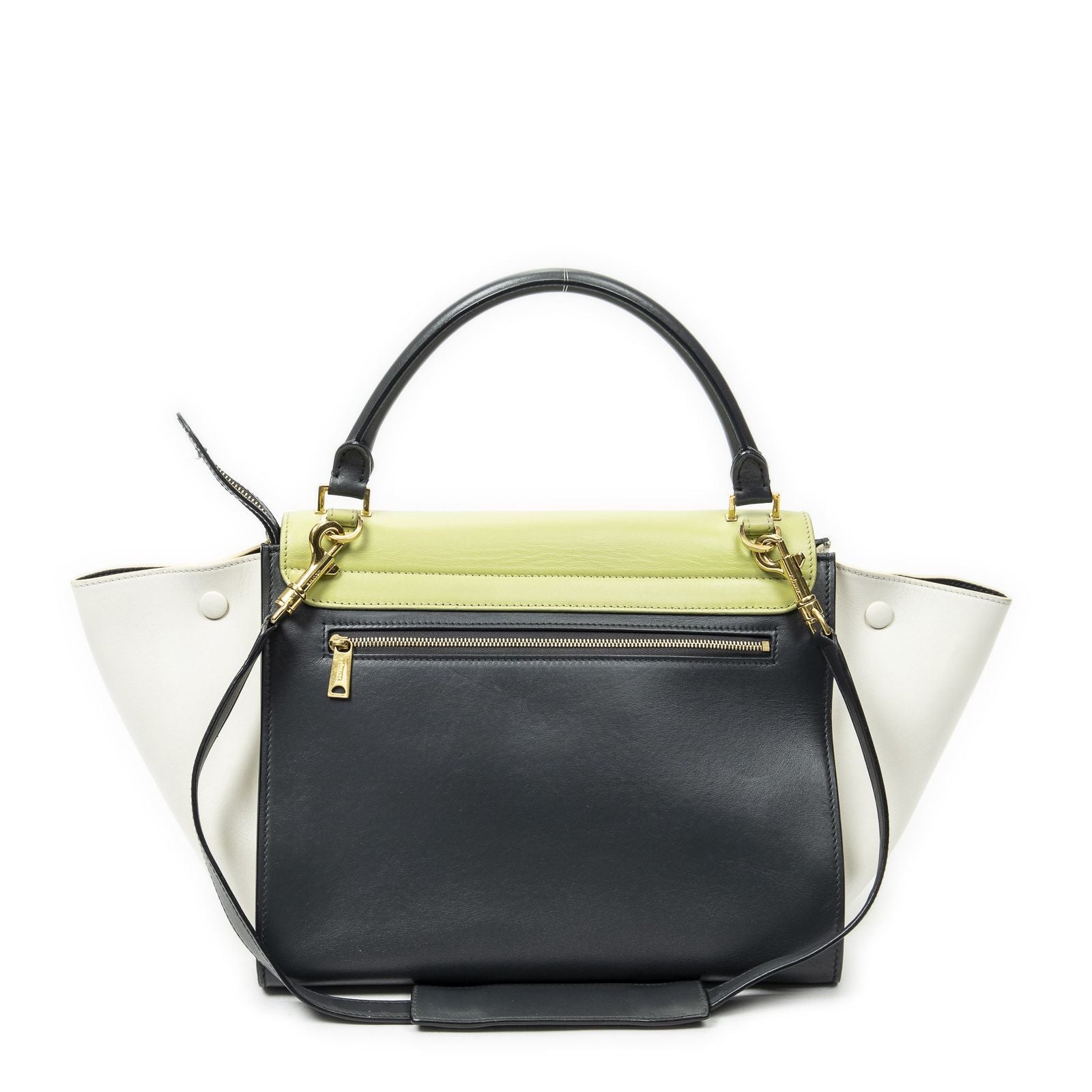 Celine Tricolor Trapeze Gray Light Green Ivory Calfskin Leather Messenger — view 5