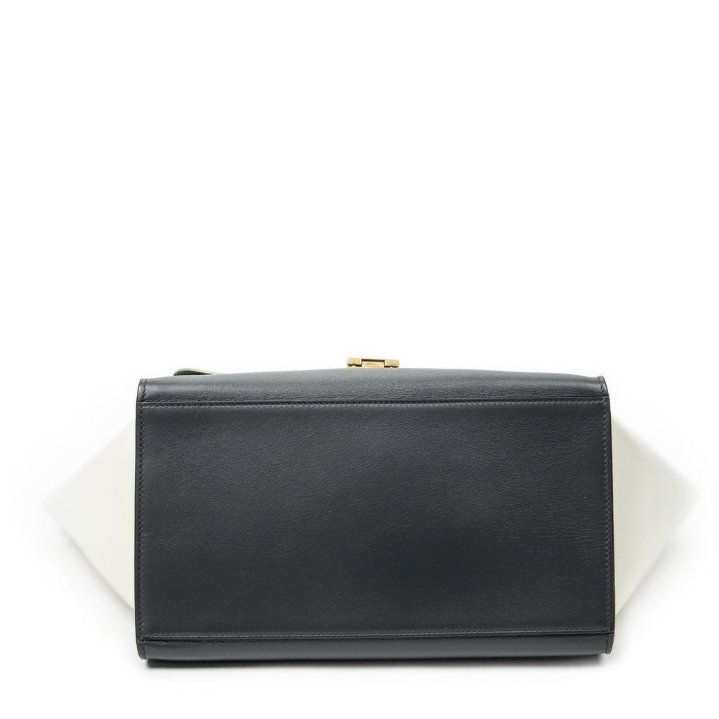 Celine Tricolor Trapeze Gray Light Green Ivory Calfskin Leather Messenger — view 6