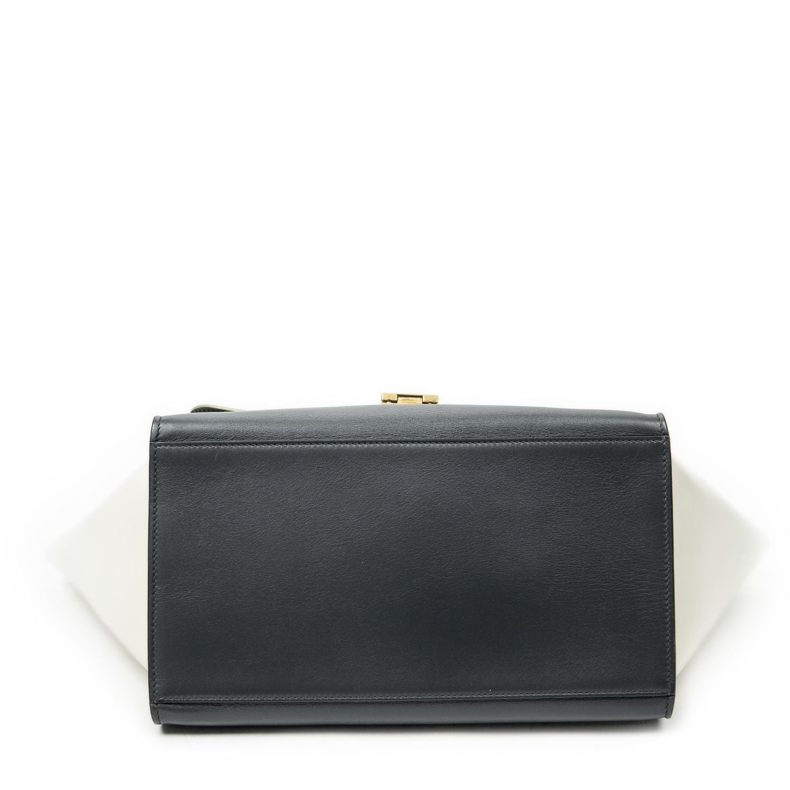 Celine Tricolor Trapeze Gray Light Green Ivory Calfskin Leather Messenger — view 6