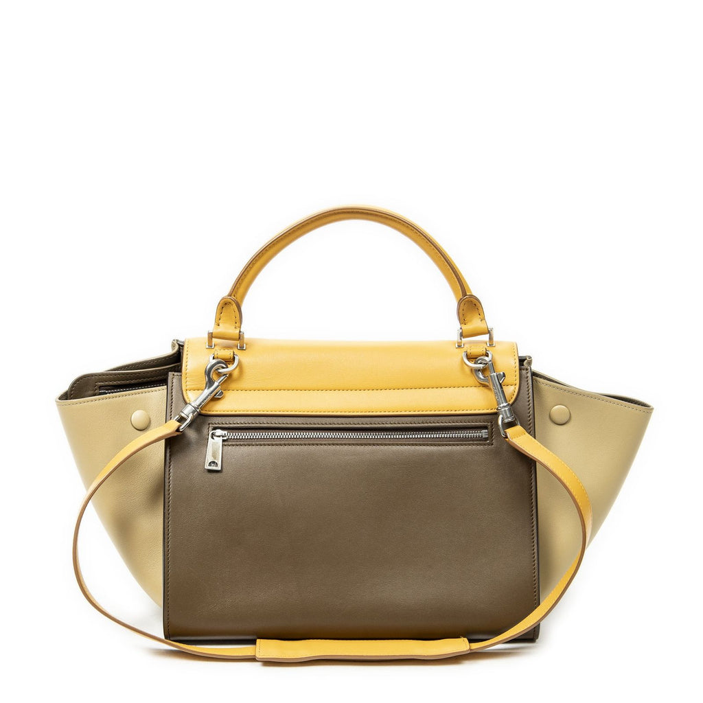 Celine Small Tricolor Trapeze Brown Orange Beige Calfskin Leather Messenger — view 5