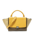 Celine Small Tricolor Trapeze Brown Orange Beige Calfskin Leather Messenger