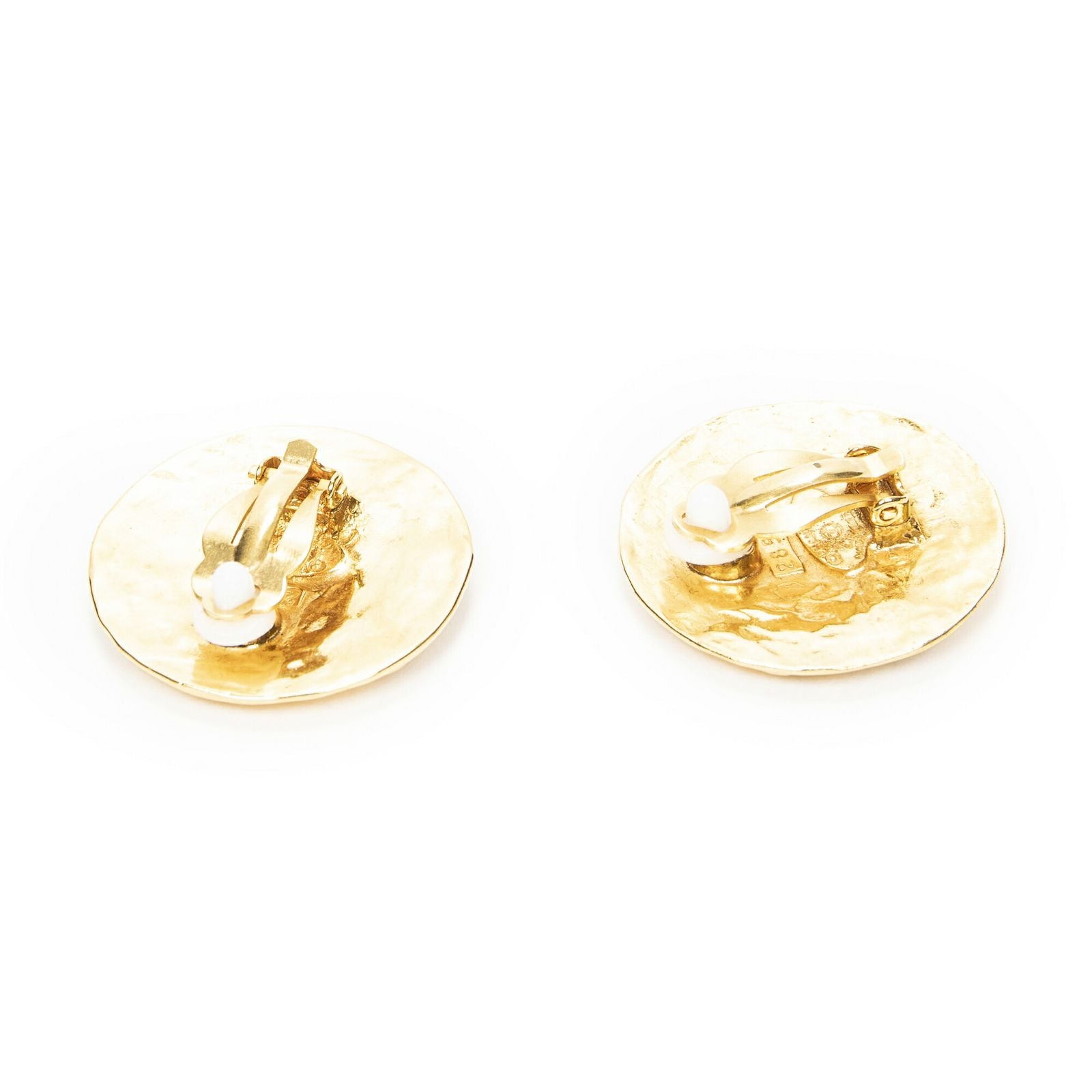 Chanel CC Logo Round Clip Type Earrings Gold Plated — view 2