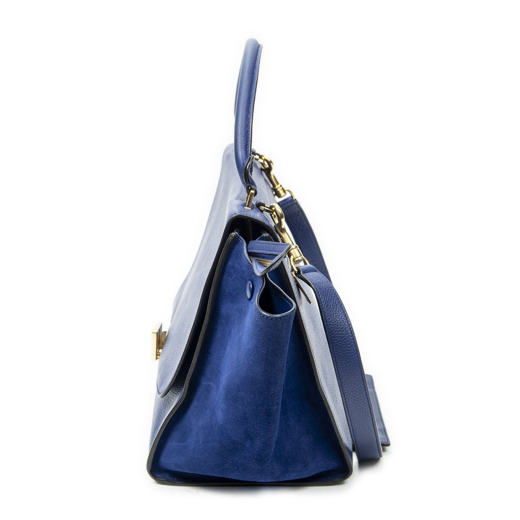 Celine Midi Trapeze Blue Gray Calfskin Leather Messenger — view 3