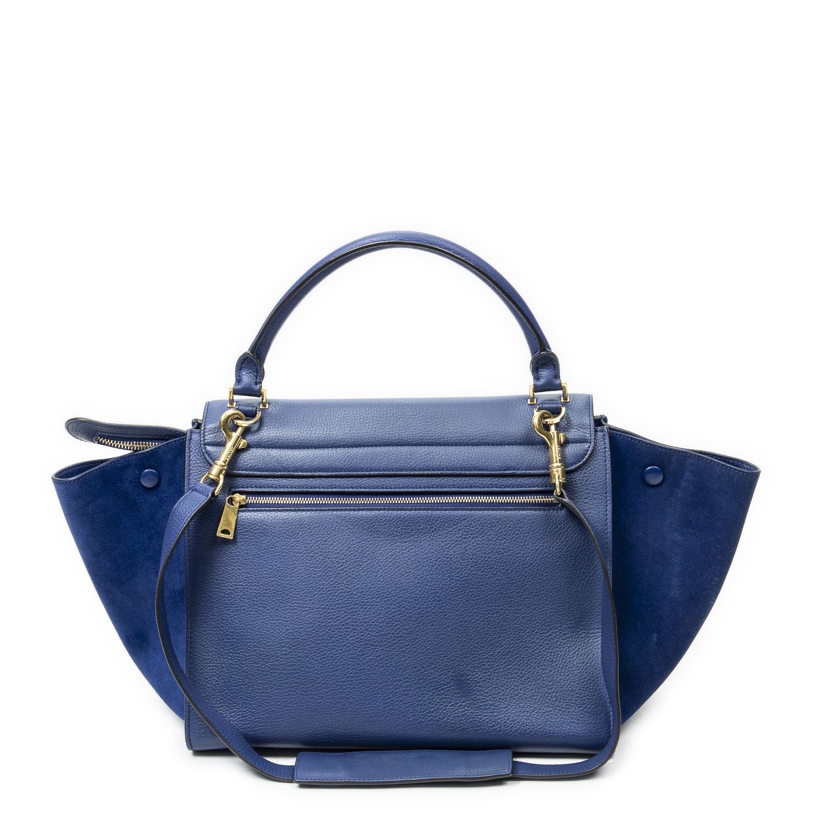 Celine Midi Trapeze Blue Gray Calfskin Leather Messenger — view 5