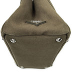 Prada Small Rhinestone Canapa Tote Dark Green Studs Canvas — view 8