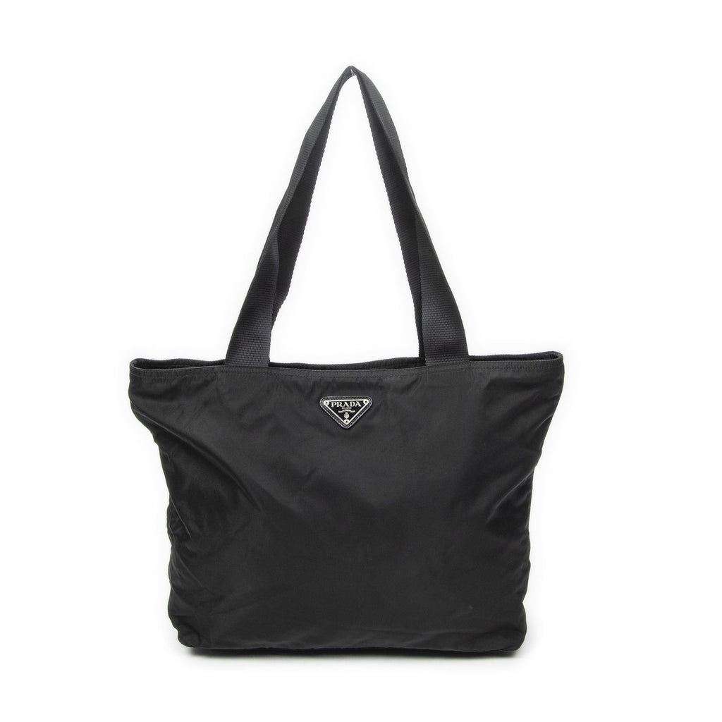 Prada Zip Shopping Tote Black Nylon Canvas