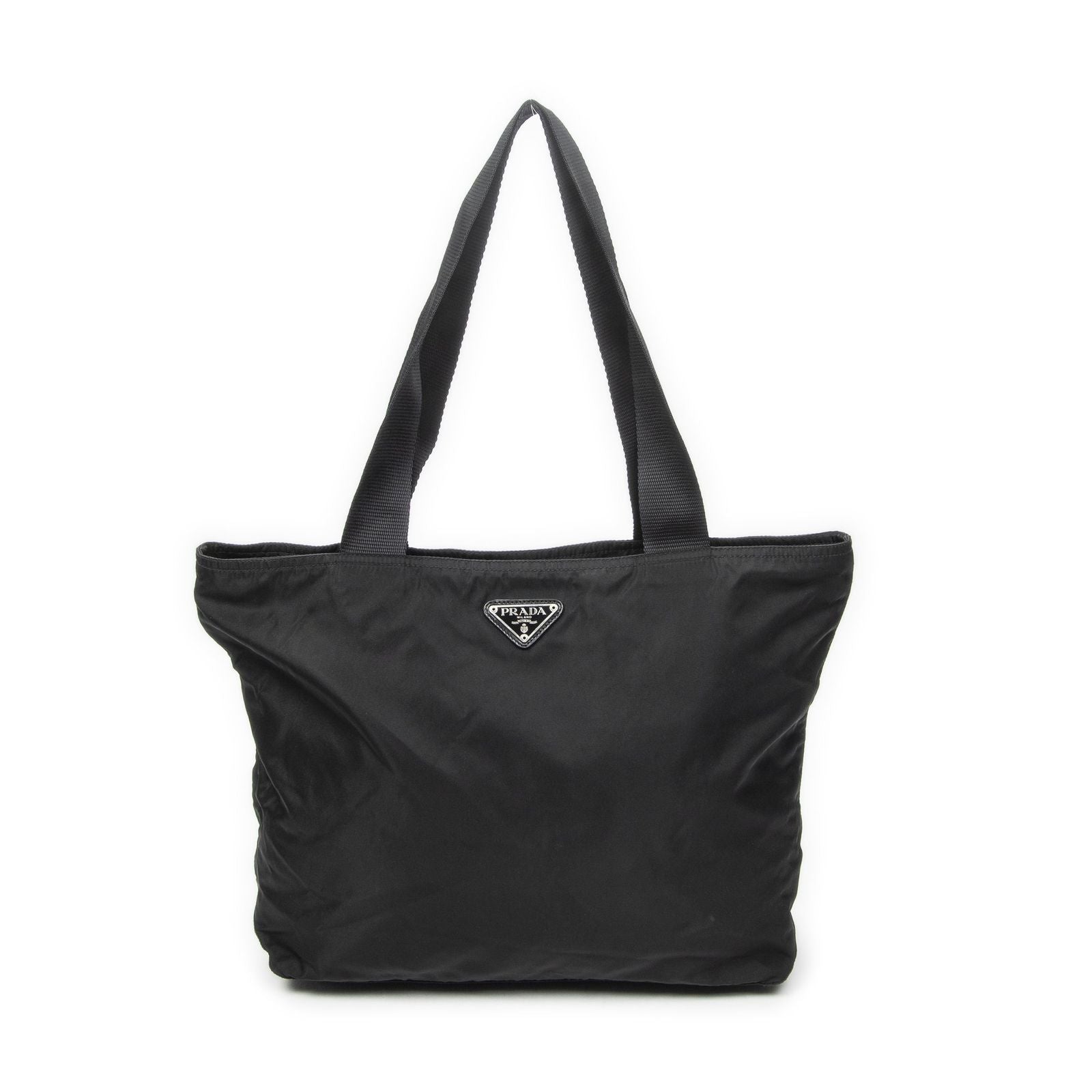 Prada Zip Shopping Tote Black Nylon Canvas