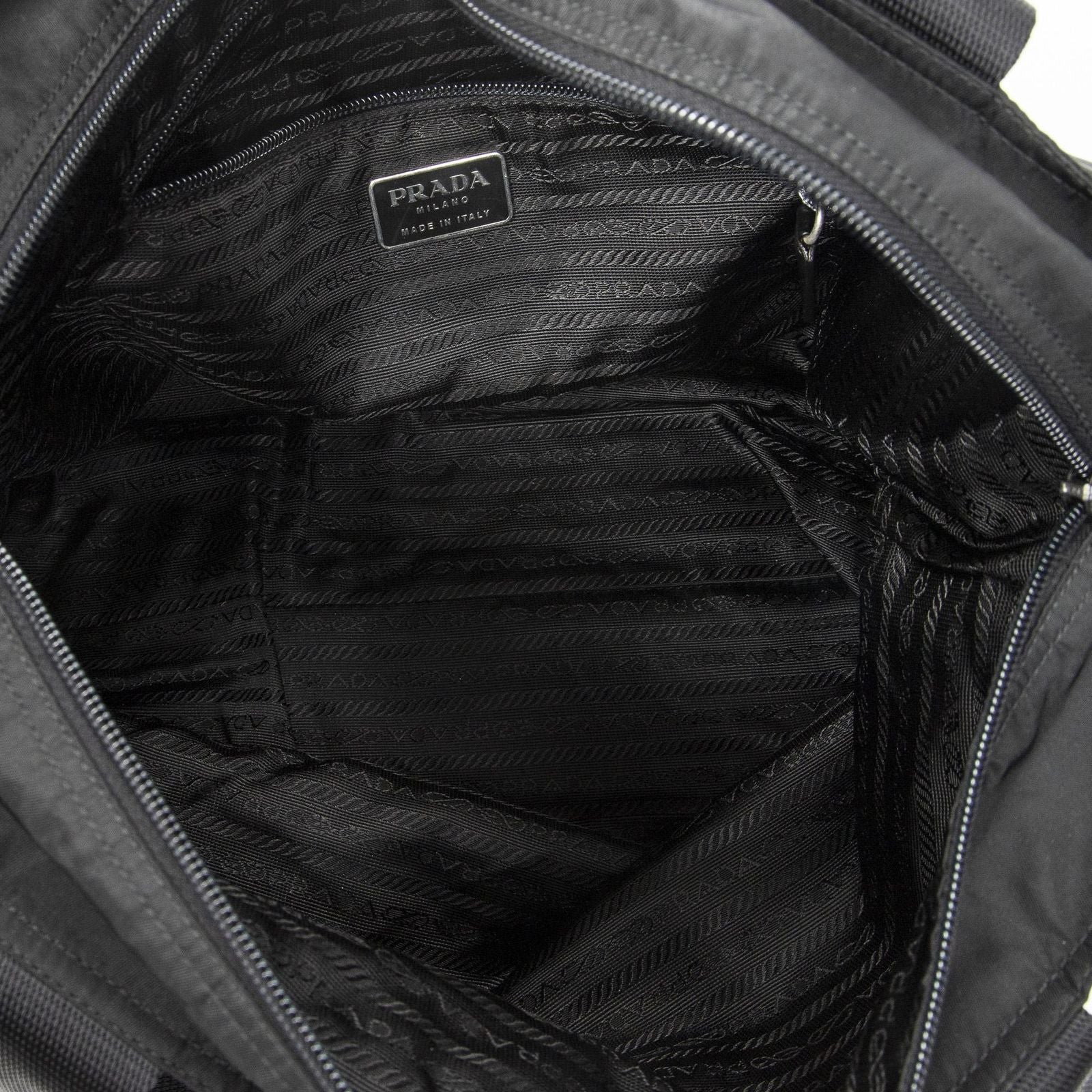 Prada Zip Shopping Tote Black Nylon Canvas — view 9