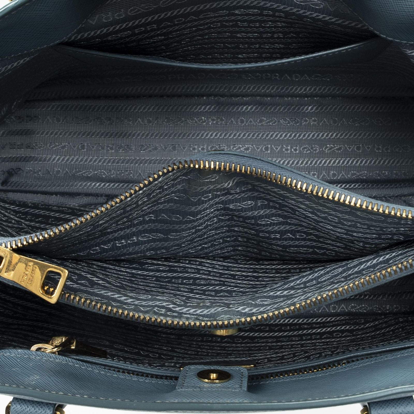 Prada Open Tote Light Blue Saffiano Leather — view 9