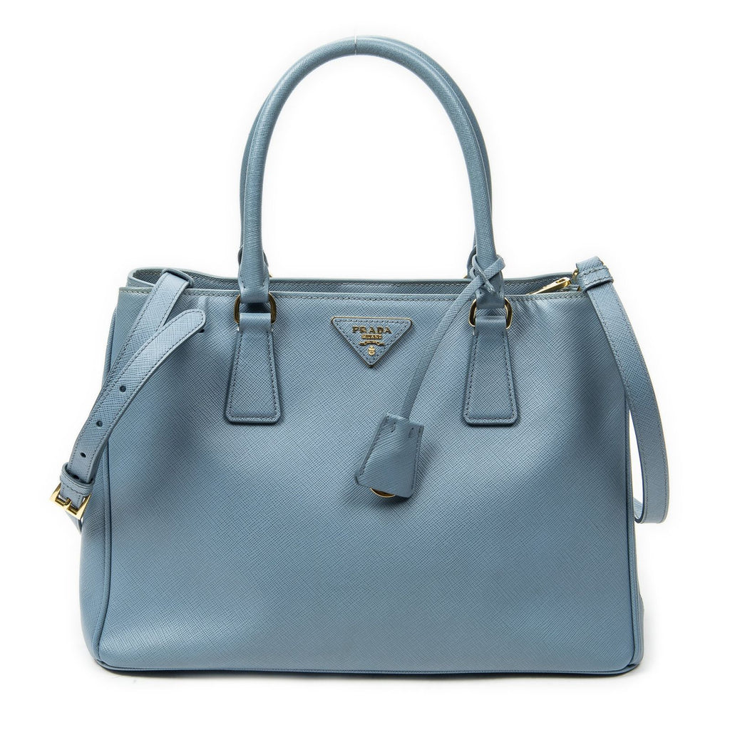 Prada Open Tote Light Blue Saffiano Leather
