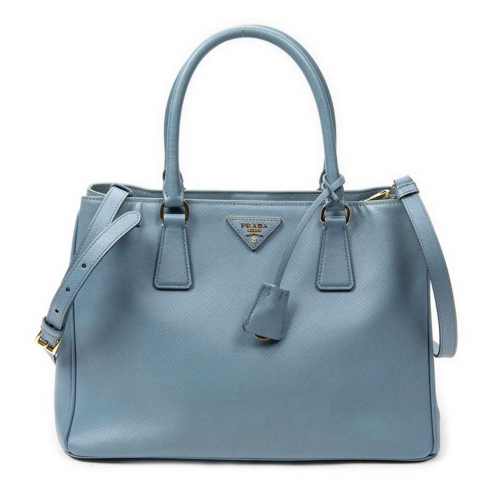 Prada Open Tote Light Blue Saffiano Leather