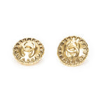 Chanel CC Logo Round Clip Type Earrings Gold Plated