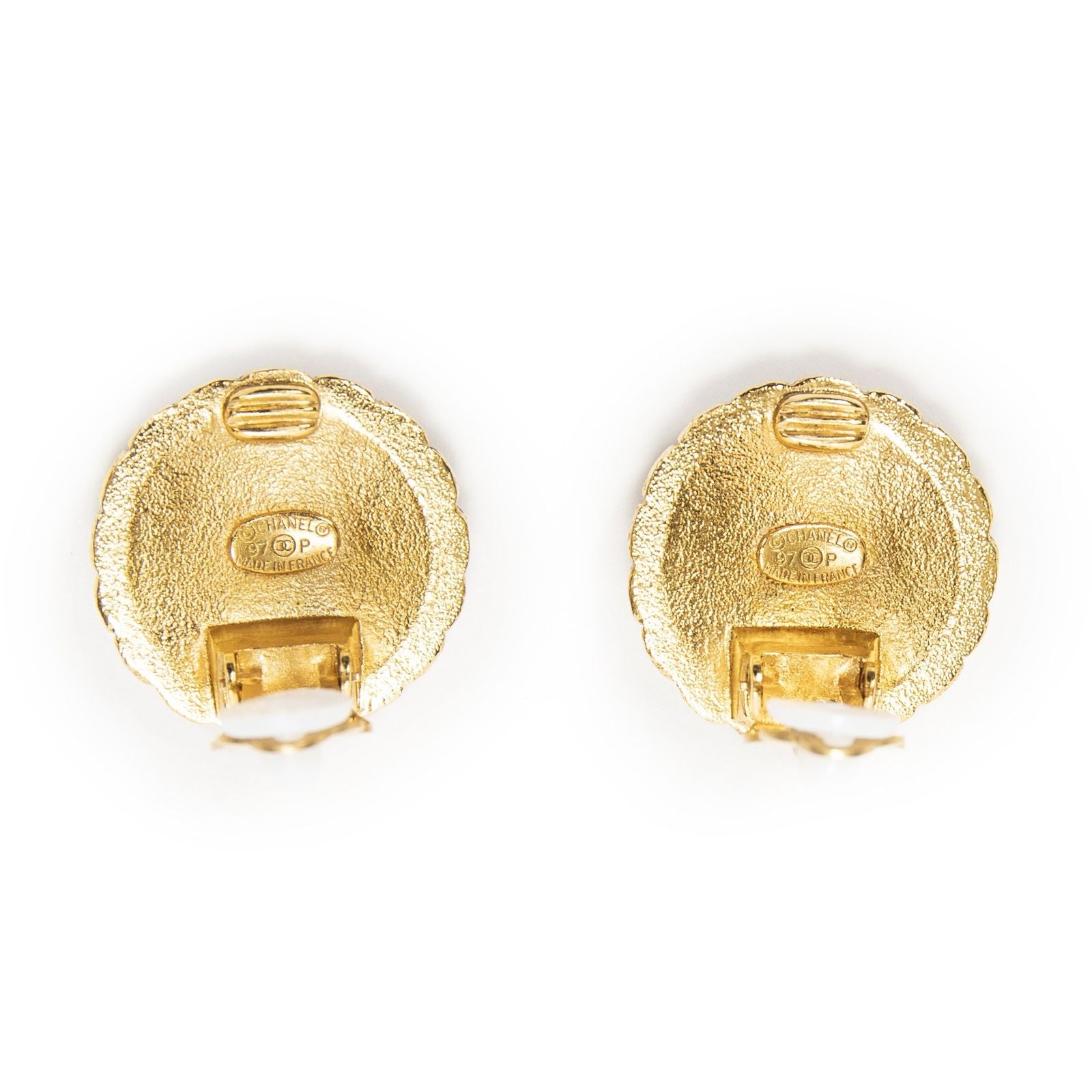 Chanel CC Logo Round Clip Type Earrings Gold Plated — view 3