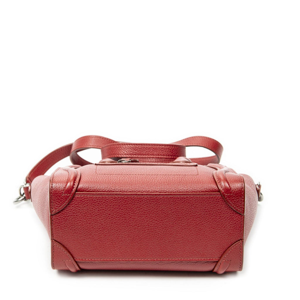 Celine Nano Luggage Red Gray Calfskin Leather — view 6