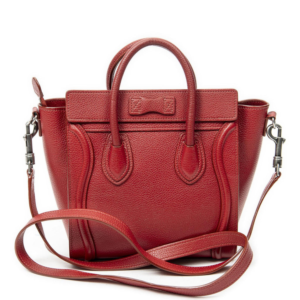 Celine Nano Luggage Red Gray Calfskin Leather — view 5