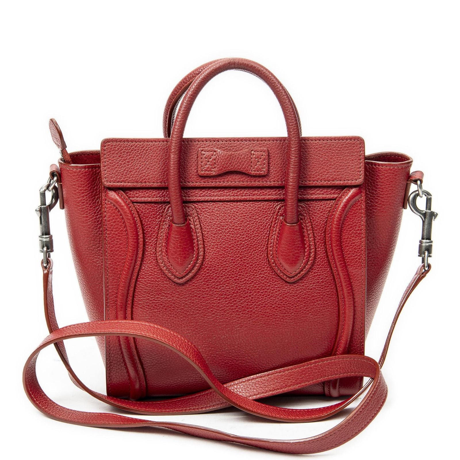 Celine Nano Luggage Red Gray Calfskin Leather — view 5