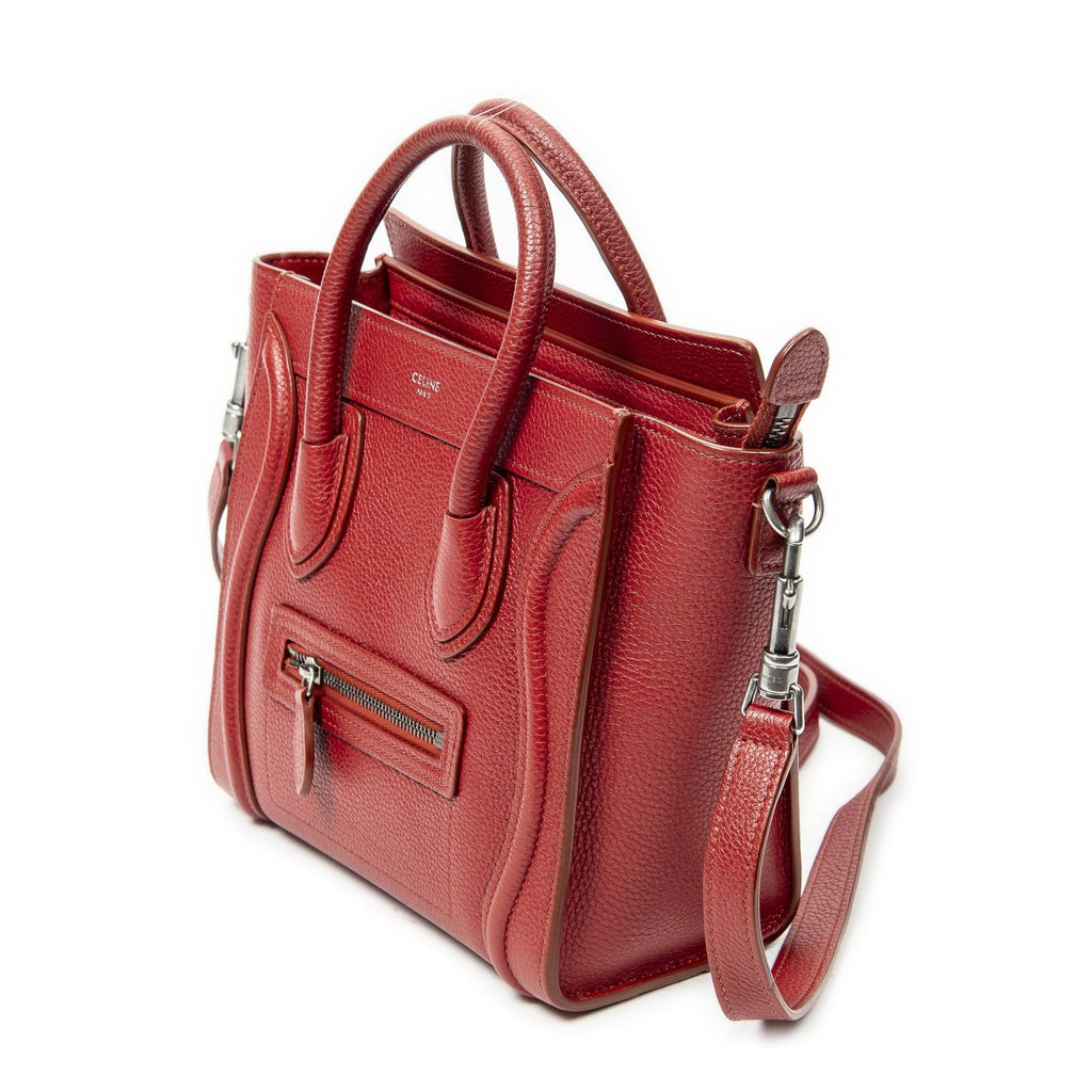 Celine Nano Luggage Red Gray Calfskin Leather — view 2