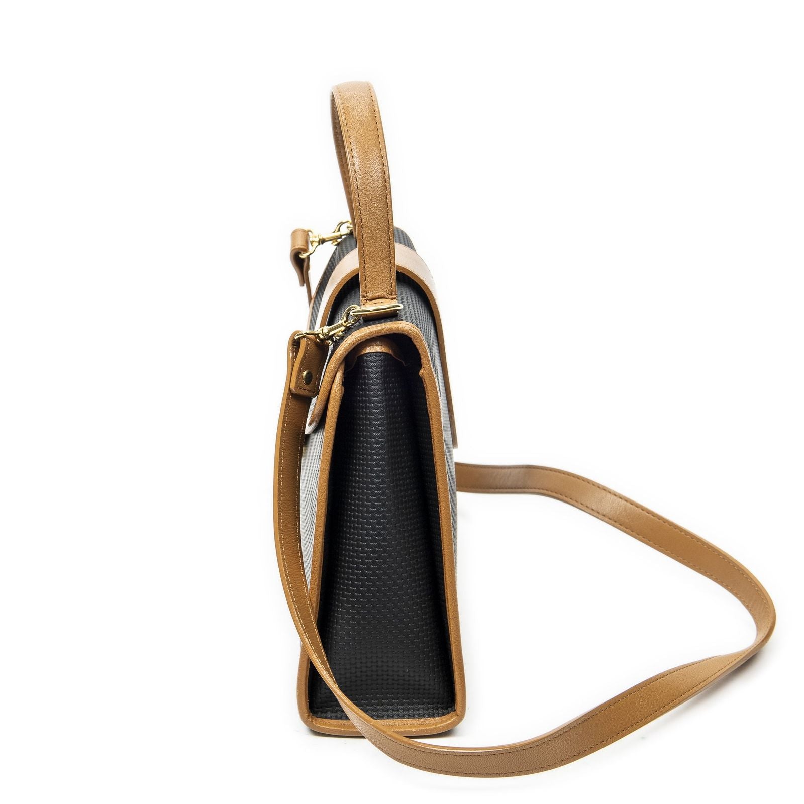 Saint Laurent Vintage Top Handle Flap Black Tang Gogh Canvas — view 3
