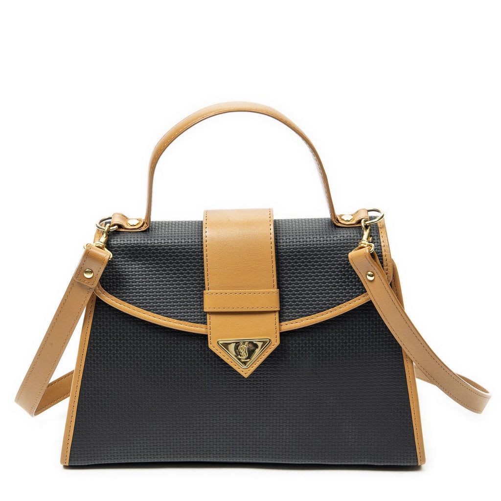 Saint Laurent Vintage Top Handle Flap Black Tang Gogh Canvas