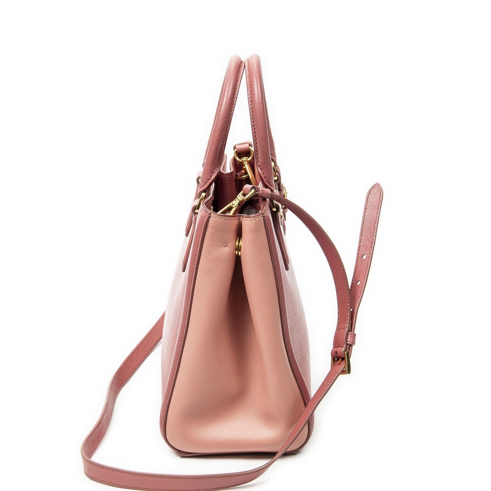 Prada Small Pop Tote Light Pink Saffiano Leather — view 4