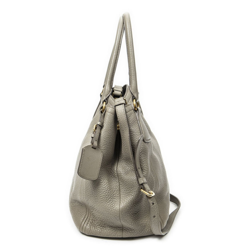 Prada Convertible Tote Gray Vitello Dyno — view 3