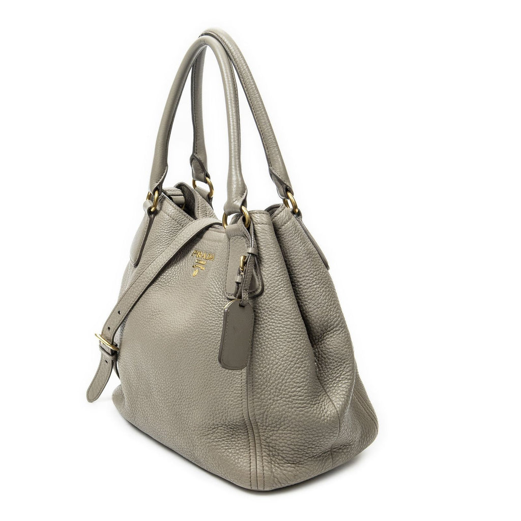 Prada Convertible Tote Gray Vitello Dyno — view 2