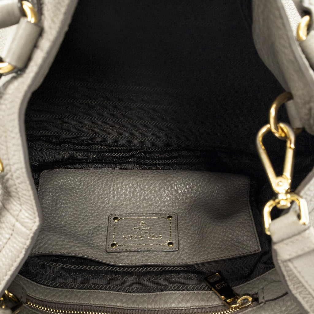 Prada Convertible Tote Gray Vitello Dyno — view 9