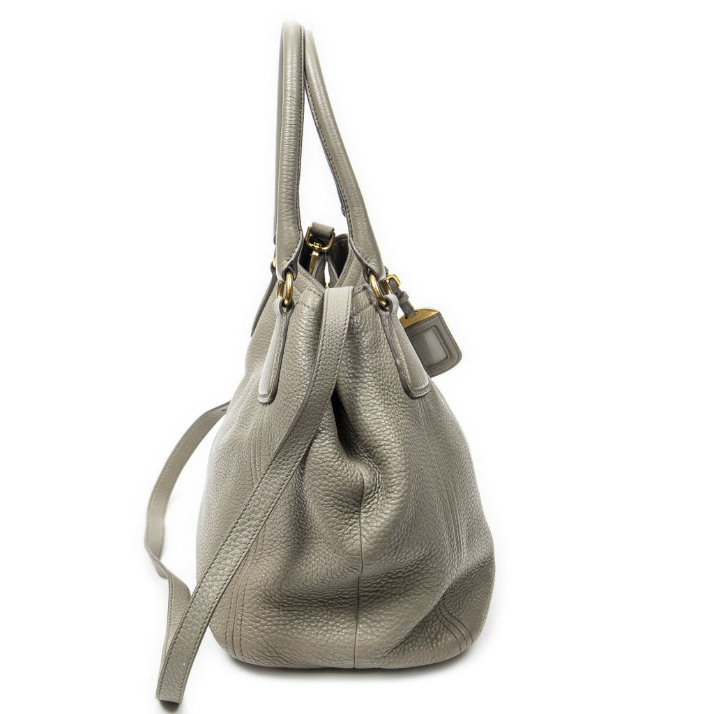 Prada Convertible Tote Gray Vitello Dyno — view 4