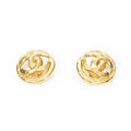 Chanel CC Logo Round Clip Type Earrings Gold Plated