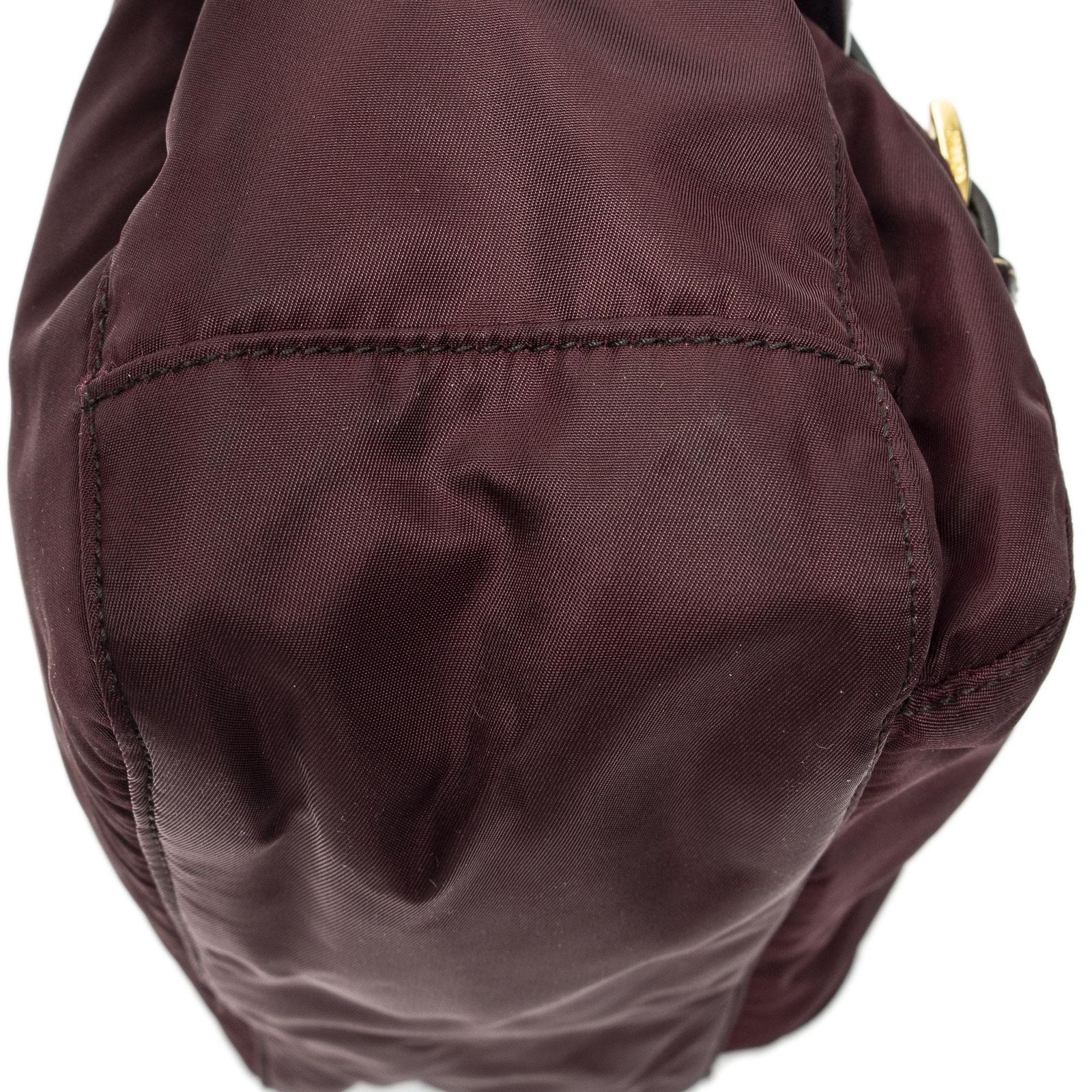 Prada Small Flap Buckle Messenger Burgundy Nylon Canvas — view 7