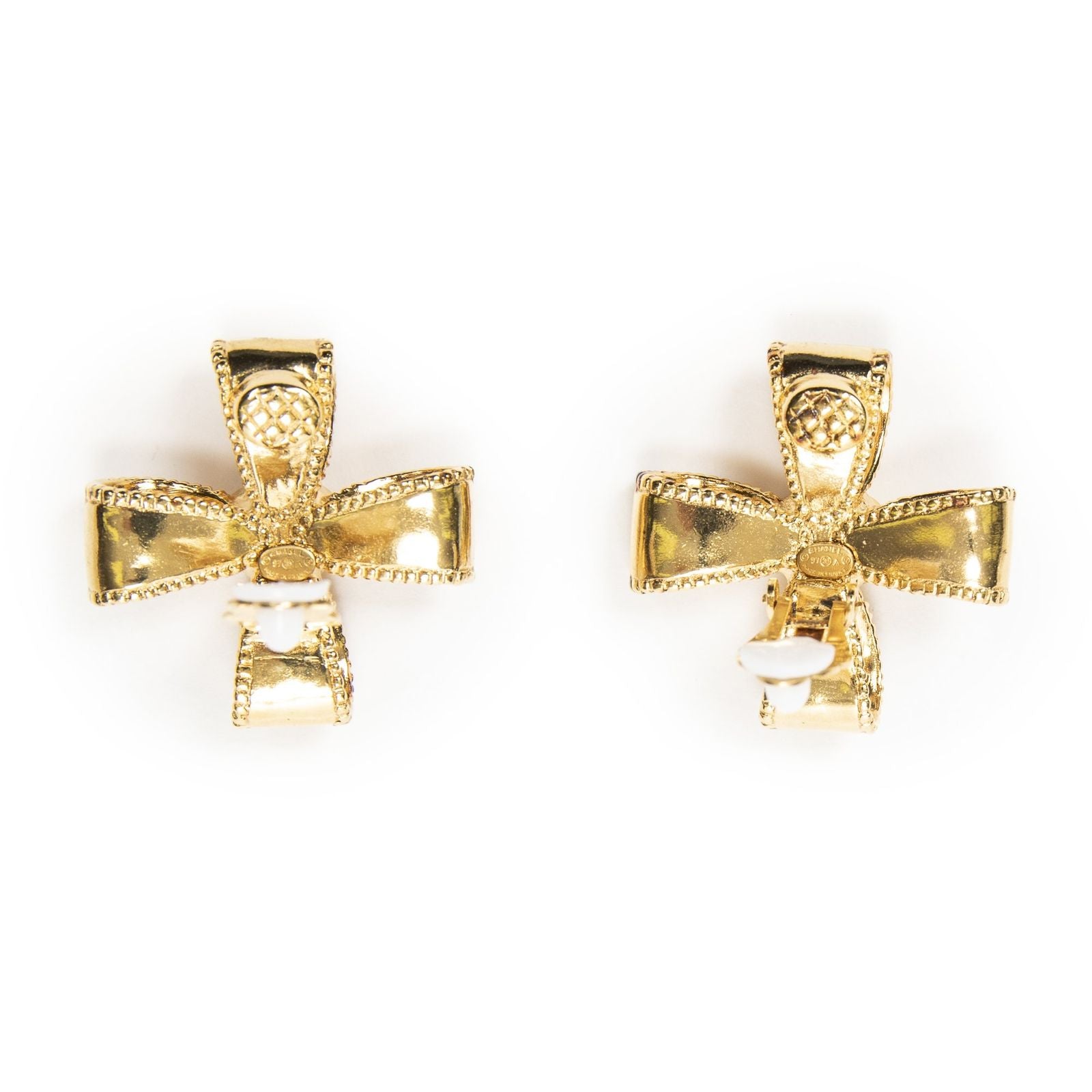 Chanel CC Logo Clip Type Earrings Gold Plated — view 3
