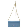 Prada Chain Wallet Blue Vitello Move