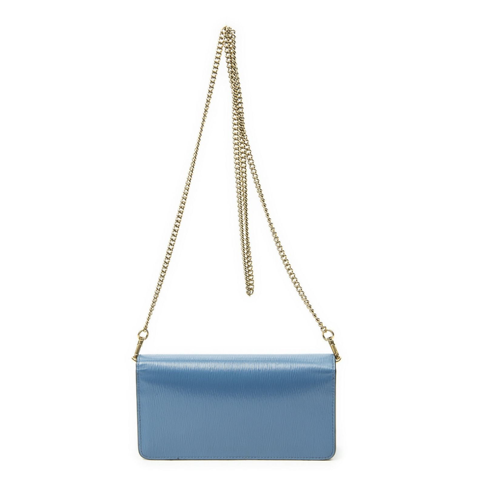Prada Chain Wallet Blue Vitello Move — view 5