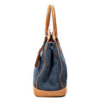 Prada Parabole Shopping Tote Blue Orange Denim Canvas — view 3